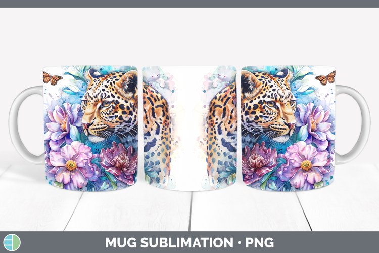 Watercolor Leopard Mug Wrap Sublimation Coffee Cup Designs