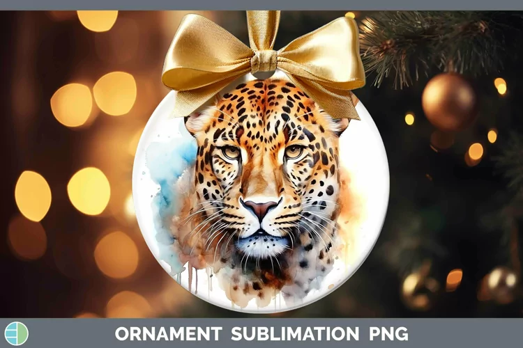 Watercolor Leopard Ornament Sublimation Bauble Designs