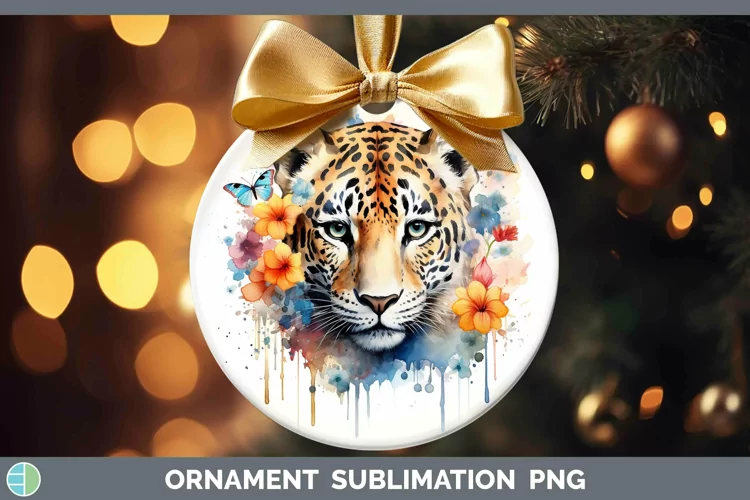 Watercolor Leopard Ornament Sublimation Bauble Designs
