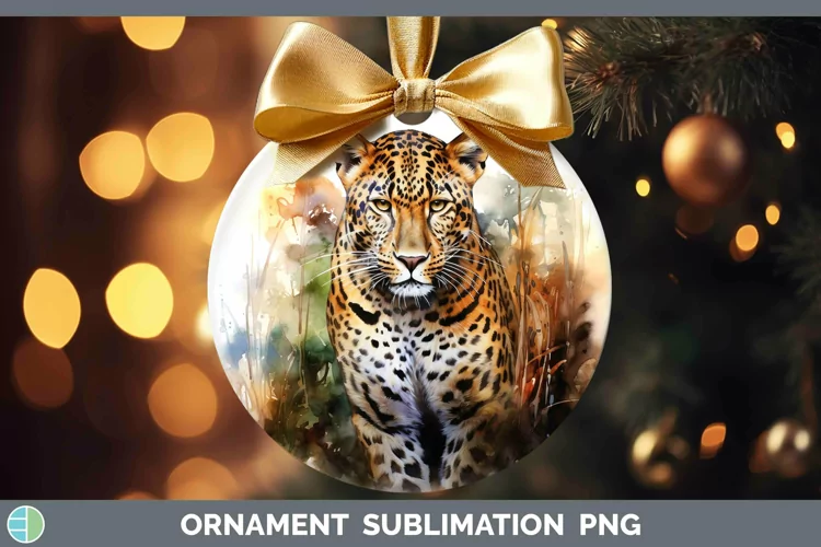 Watercolor Leopard Ornament Sublimation Bauble Designs