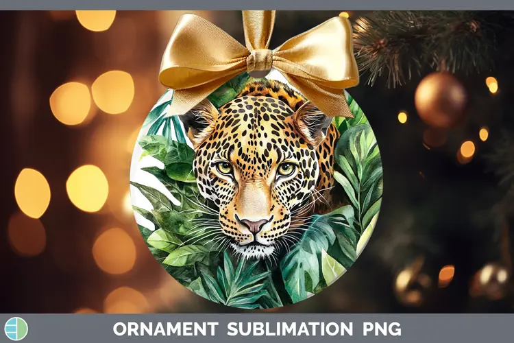 Watercolor Leopard Ornament Sublimation Bauble Designs