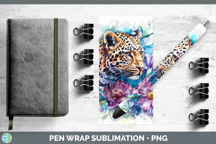 Watercolor Leopard Pen Wrap Sublimation Epoxy Pen Designs