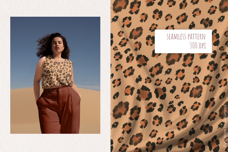 Watercolor Leopard Print Seamless Pattern