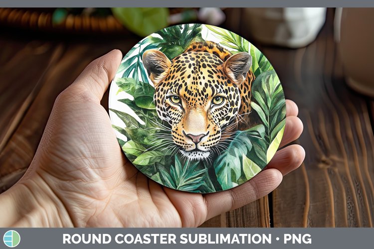 Watercolor Leopard Round Coaster Sublimation Coaster Designs