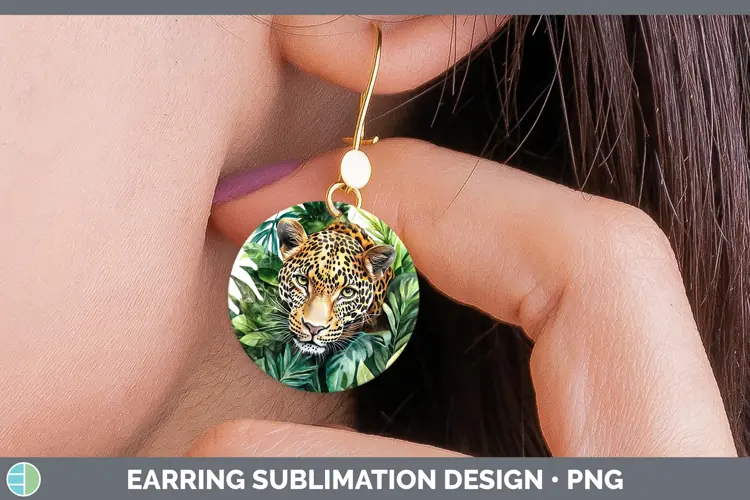 Watercolor Leopard Round Earrings Sublimation Earrings Desig