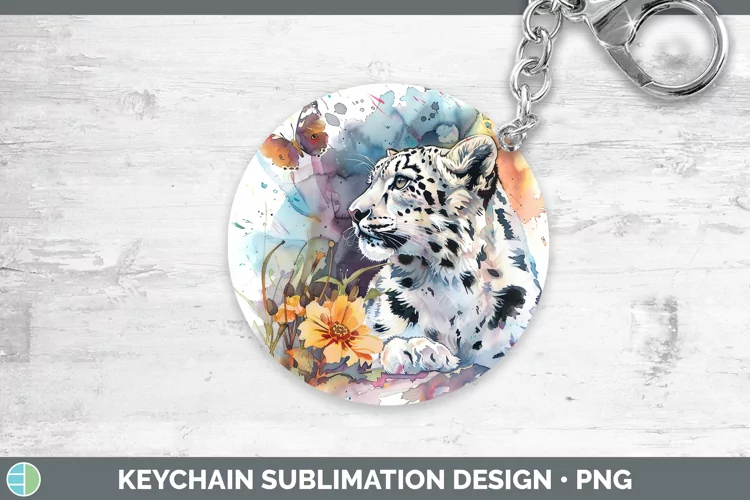 Watercolor Leopard Snow Keychain Sublimation Keyring Designs
