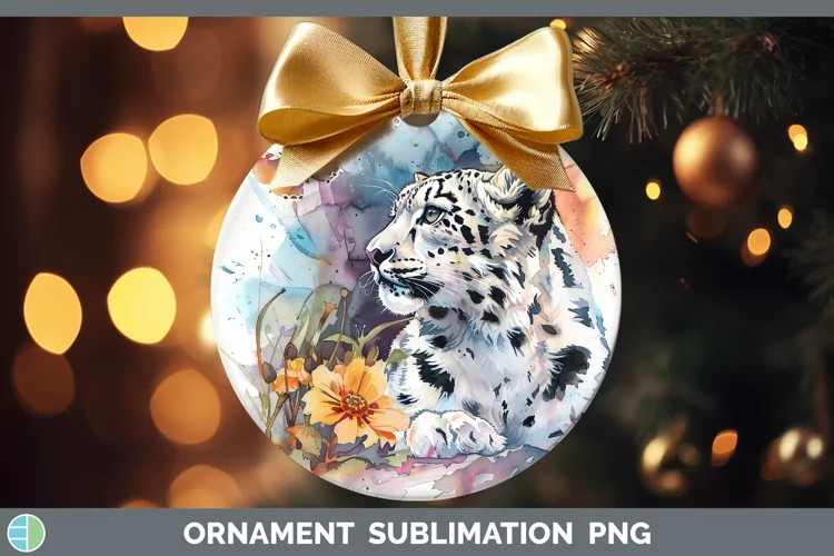 Watercolor Leopard Snow Ornament Sublimation Bauble Designs