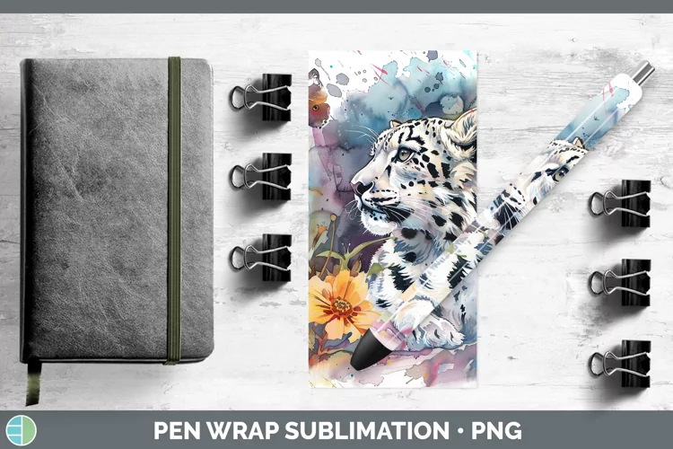 Watercolor Leopard Snow Pen Wrap Sublimation Epoxy Pen Desig
