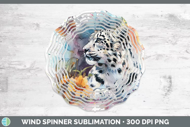 Watercolor Leopard Snow Wind Spinner Sublimation Spinner Des