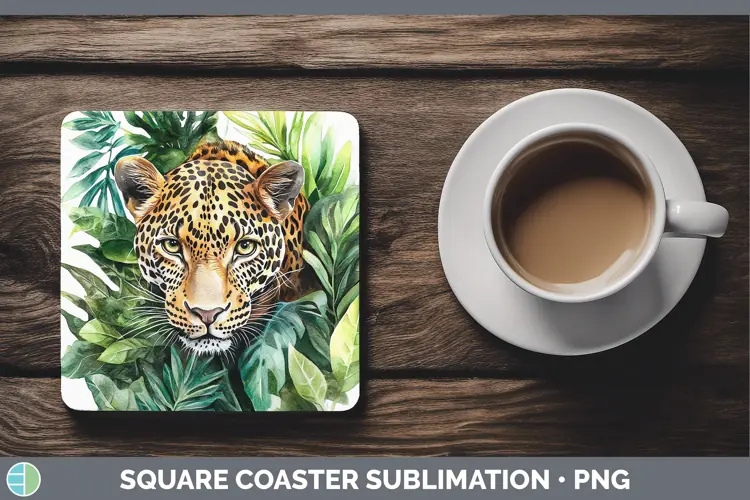Watercolor Leopard Square Coaster Sublimation Coaster Design