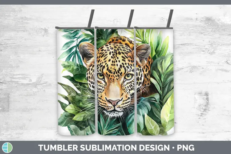 Watercolor Leopard Tumbler Sublimation 20 oz Skinny Tumbler