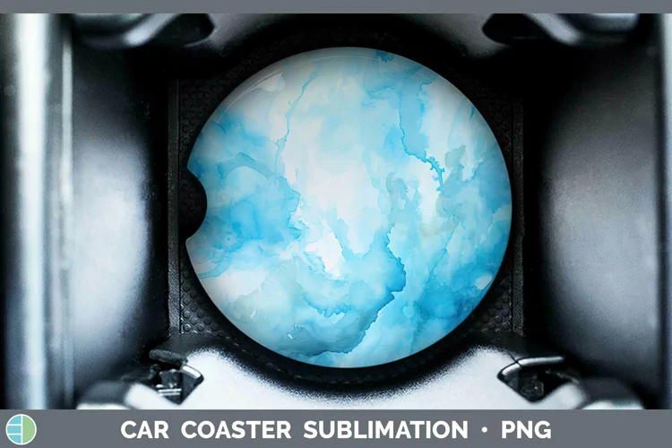 Watercolor Light Blue Car Coaster Sublimation Coaster Design