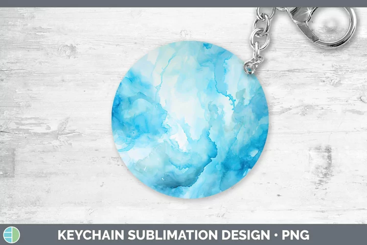 Watercolor Light Blue Keychain Sublimation Keyring Designs
