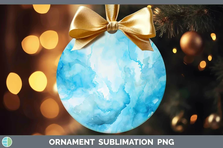 Watercolor Light Blue Ornament Sublimation Bauble Designs