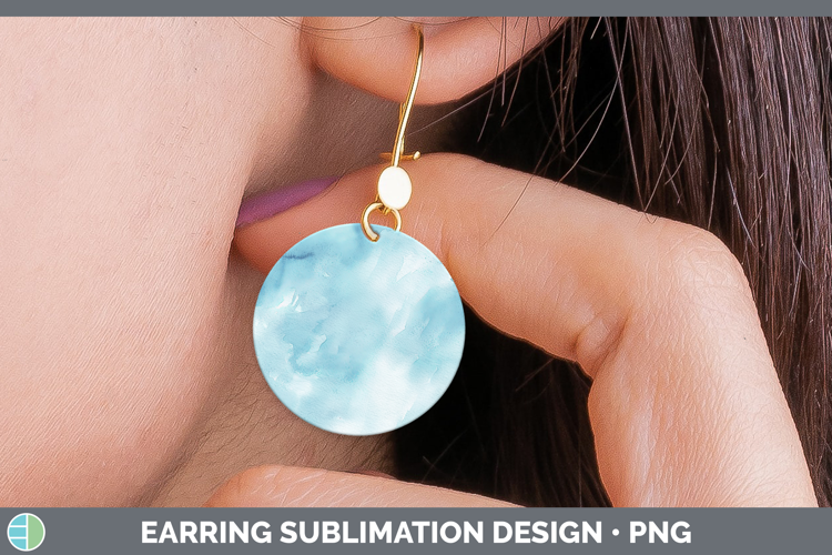 Watercolor Light Blue Round Earrings Sublimation Earrings De