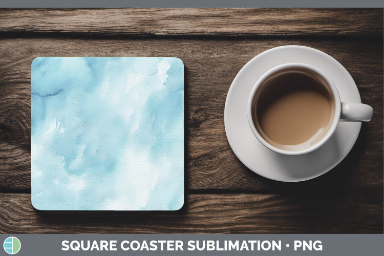 Watercolor Light Blue Square Coaster Sublimation Coaster Des
