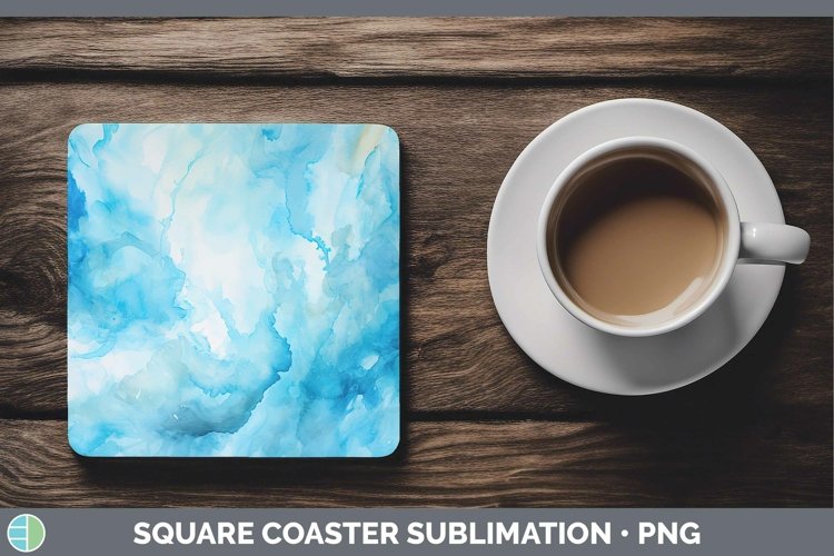 Watercolor Light Blue Square Coaster Sublimation Coaster Des