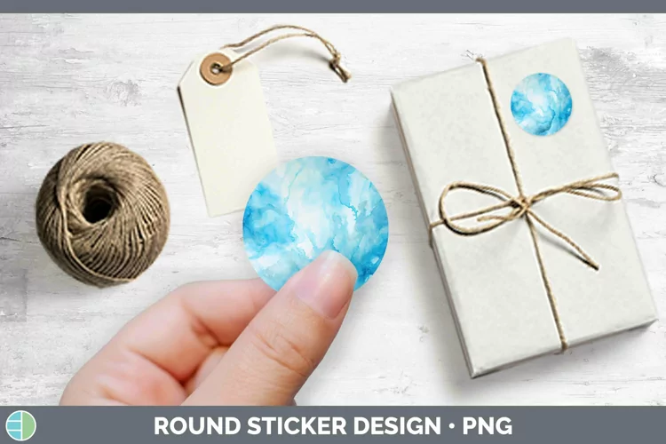 Watercolor Light Blue Stickers | Round Labels Designs