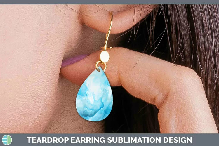 Watercolor Light Blue Teardrop Earrings Sublimation Earrings