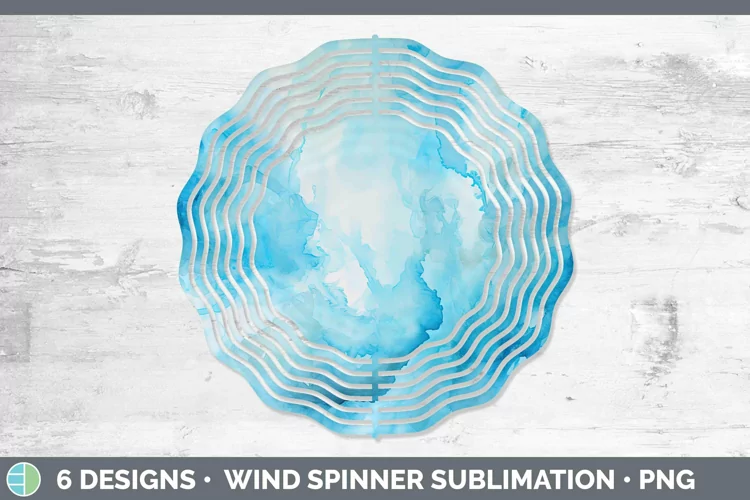 Watercolor Light Blue Wind Spinner Sublimation Spinner Desig