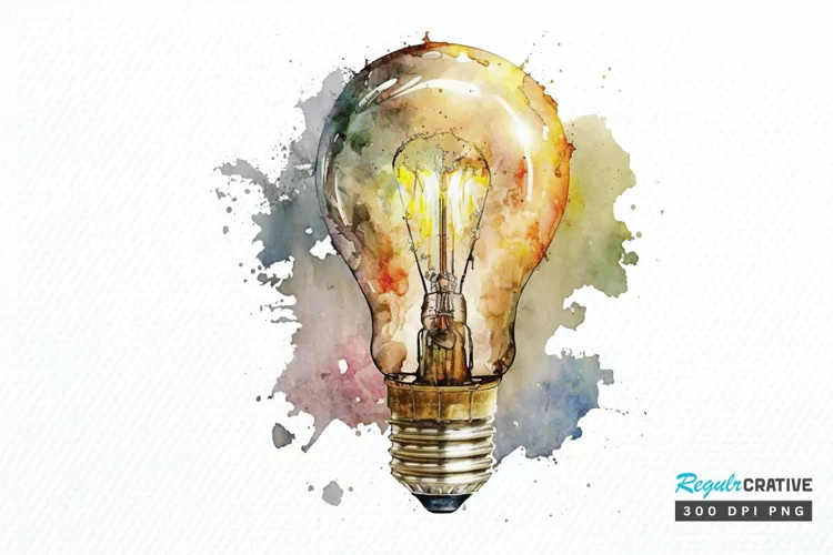 Watercolor Light Bulb PNG Clipart