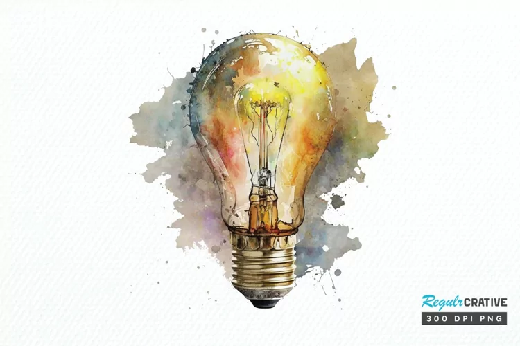 Watercolor Light Bulb PNG Clipart