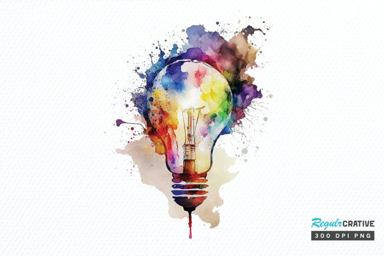 Watercolor Light Bulb PNG Clipart example image 1