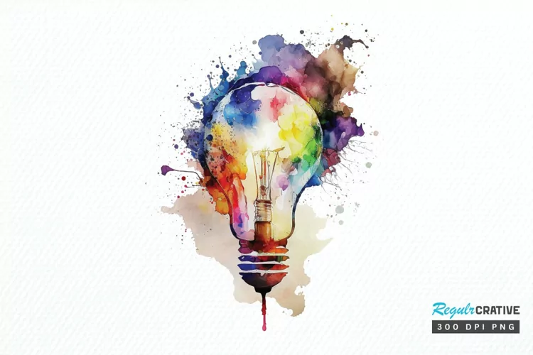 Watercolor Light Bulb PNG Clipart