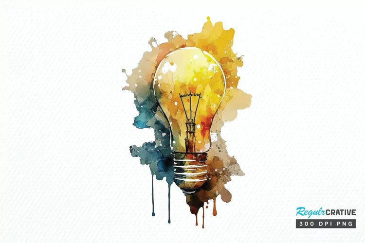Watercolor Light Bulb PNG Clipart