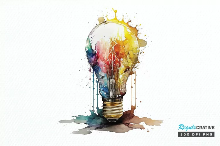 Watercolor Light Bulb PNG Clipart