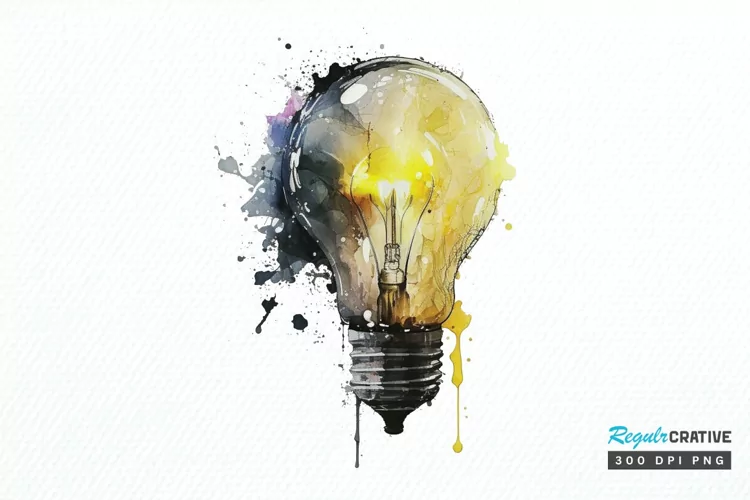 Watercolor Light Bulb PNG Clipart