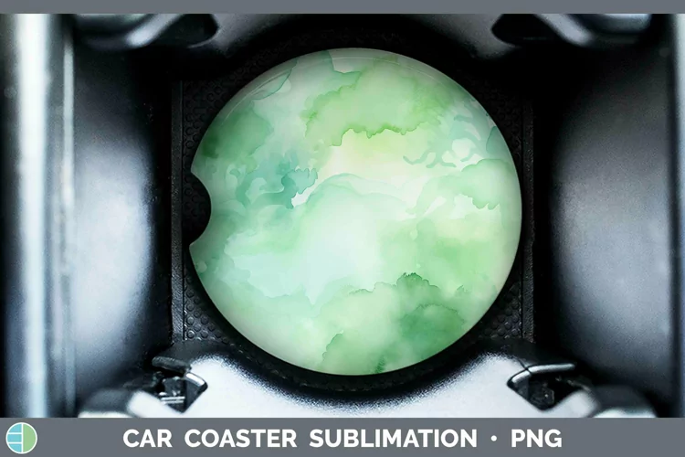 Watercolor Light Green Car Coaster Sublimation Coaster Desig