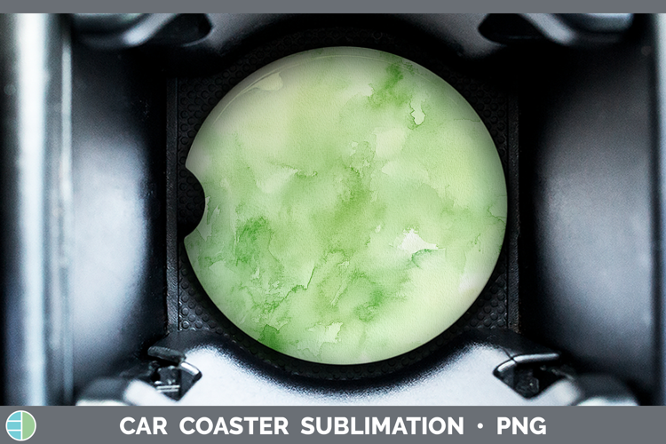 Watercolor Light Green Car Coaster Sublimation Designs