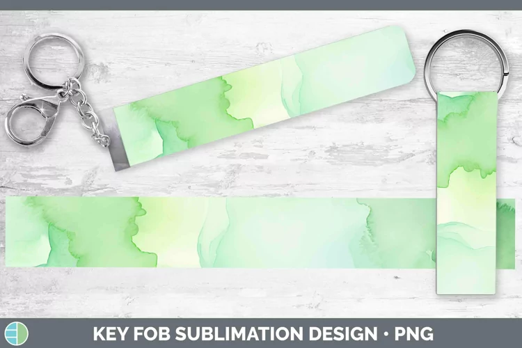 Watercolor Light Green Key Fob Sublimation Wristlet Designs