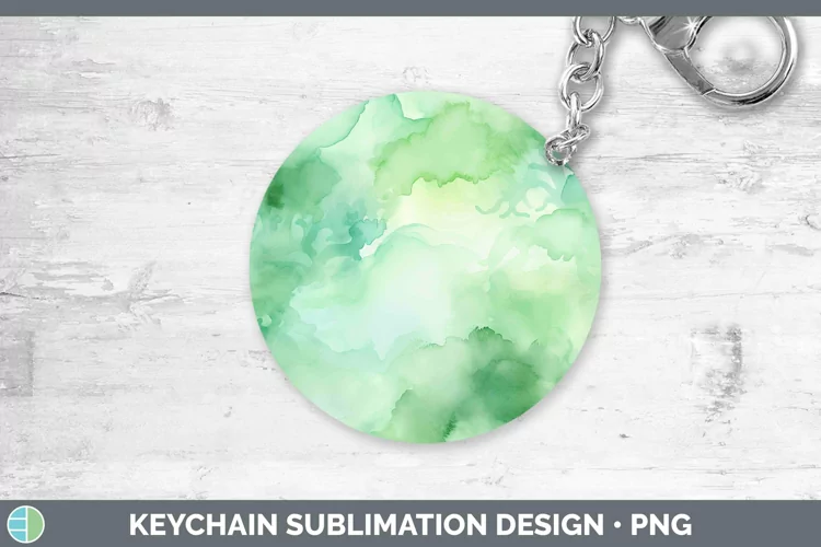 Watercolor Light Green Keychain Sublimation Keyring Designs
