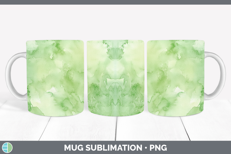 Watercolor Light Green Mug Wrap Sublimation Coffee Cup Desig