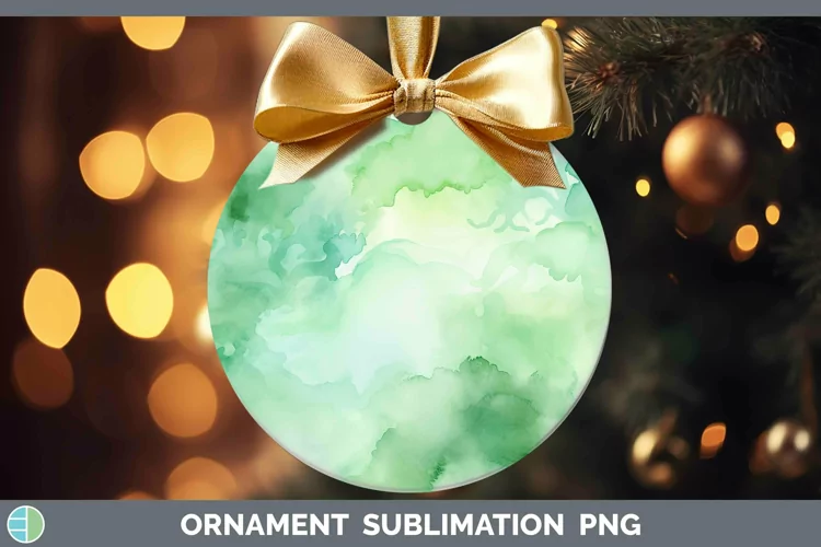 Watercolor Light Green Ornament Sublimation Bauble Designs