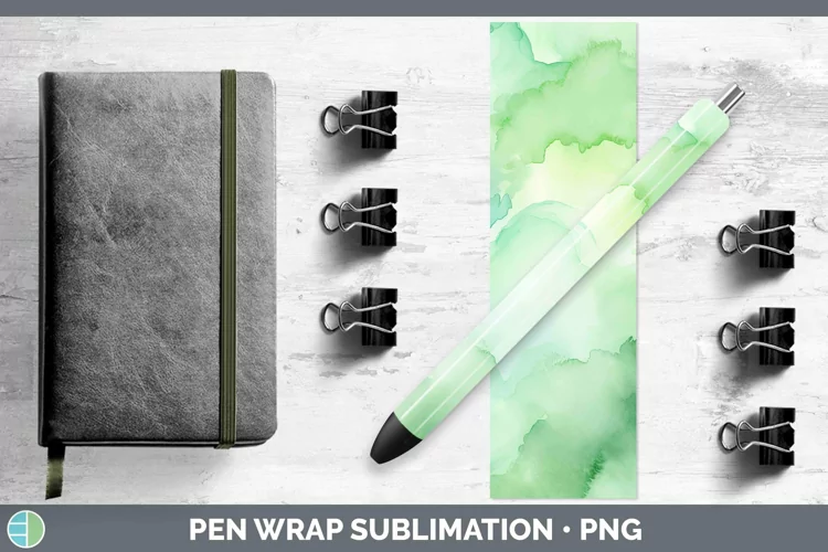 Watercolor Light Green Pen Wrap Sublimation Epoxy Pen Design