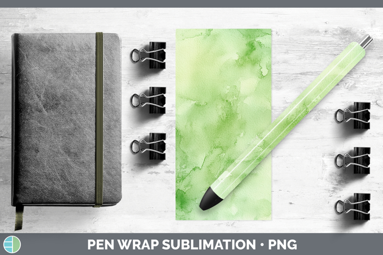 Watercolor Light Green Pen Wrap Sublimation Pen Designs