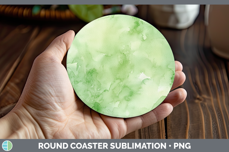 Watercolor Light Green Round Coaster Sublimation Coaster Des
