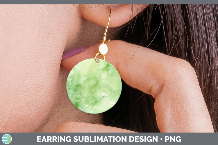 Watercolor Light Green Round Earrings Sublimation Earrings D