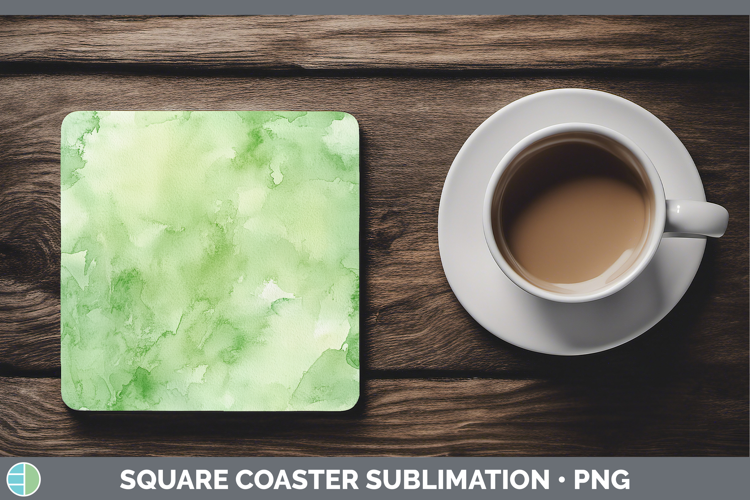 Watercolor Light Green Square Coaster Sublimation Coaster De