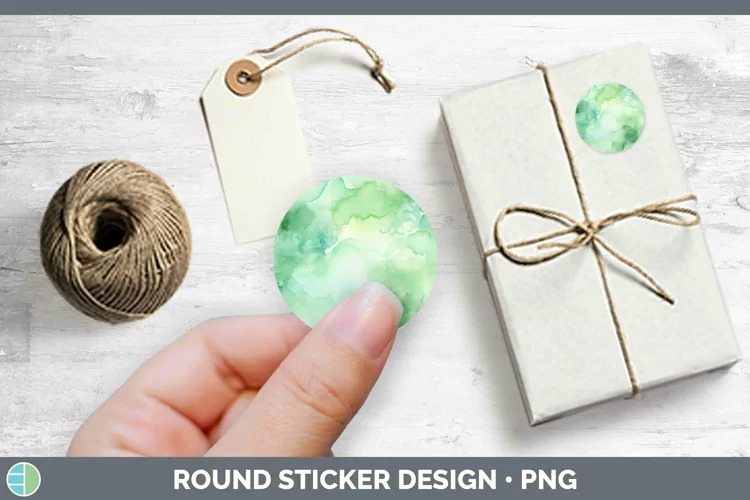 Watercolor Light Green Stickers | Round Labels Designs