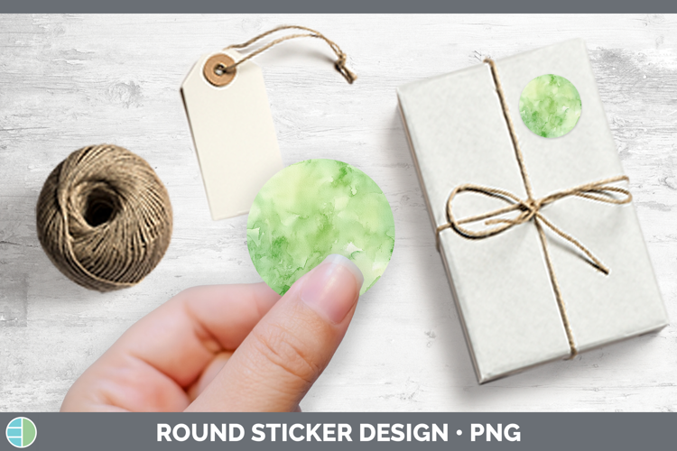 Watercolor Light Green Stickers | Round Labels Designs