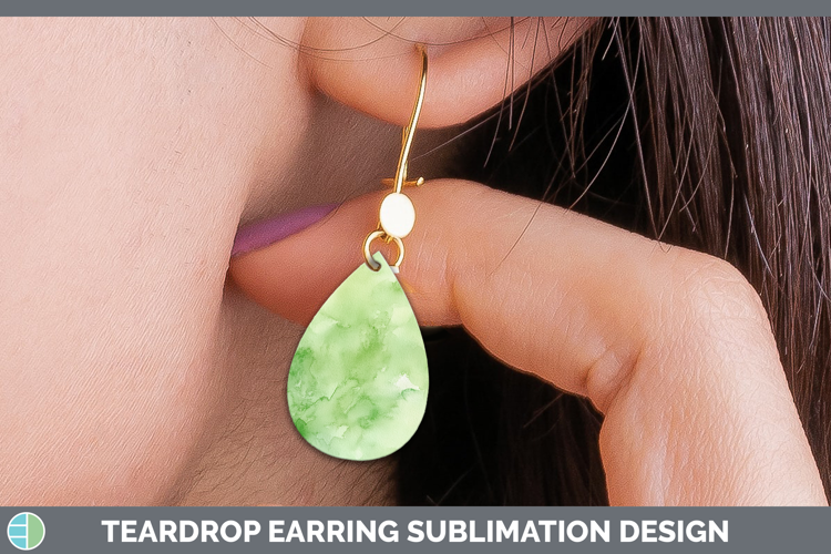 Watercolor Light Green Teardrop Earrings Sublimation Earring