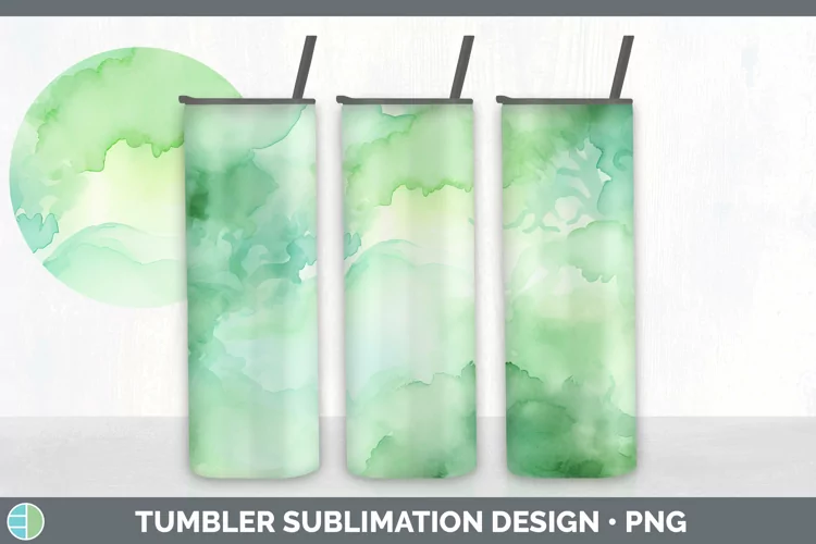 Watercolor Light Green Tumbler Sublimation 20 oz Skinny Tumb