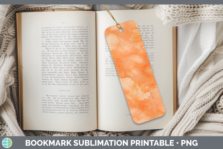Watercolor Light Orange Bookmark Sublimation Printable Desig