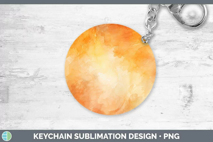 Watercolor Light Orange Keychain Sublimation Keyring Designs