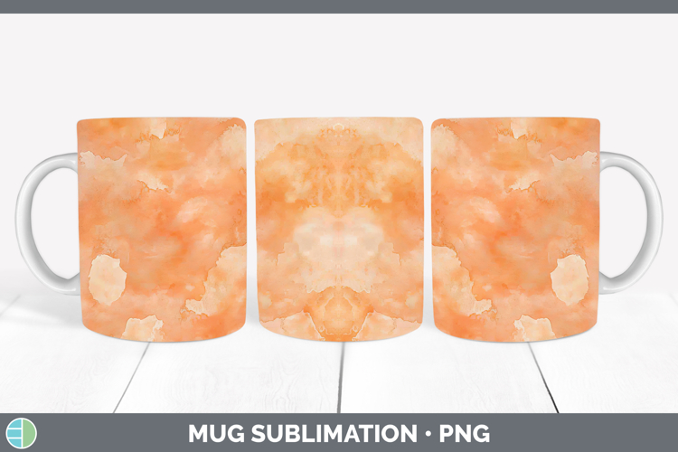 Watercolor Light Orange Mug Wrap Sublimation Coffee Cup Desi