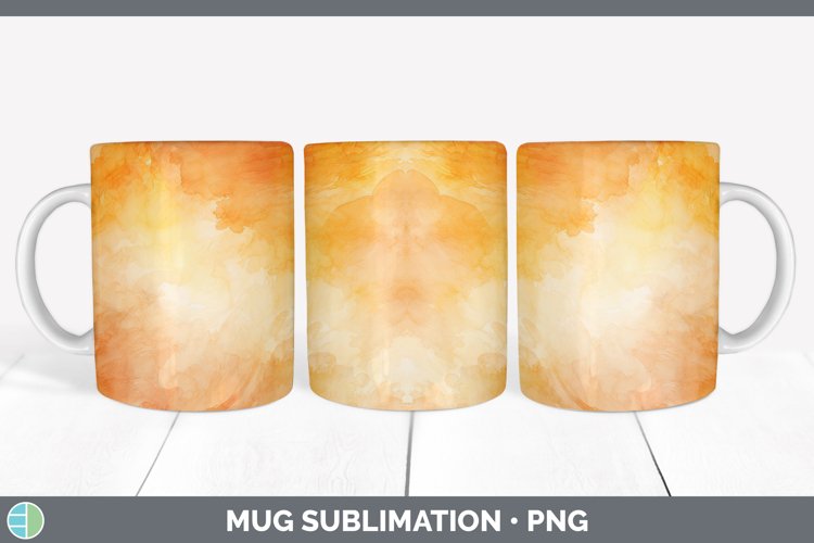Watercolor Light Orange Mug Wrap Sublimation Coffee Cup Desi